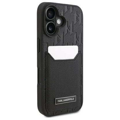 Etui til Apple iPhone 16, Karl Lagerfeld, Cardslots Monogram, Sort