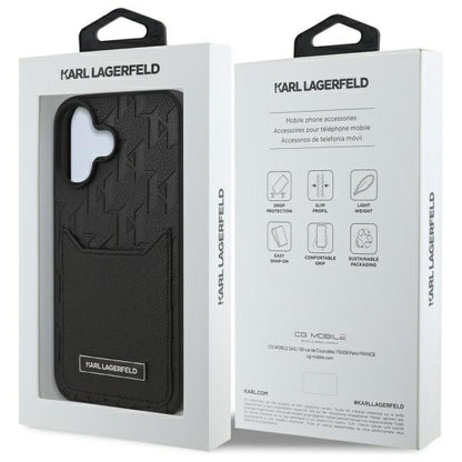Etui til Apple iPhone 16, Karl Lagerfeld, Cardslots Monogram, Sort