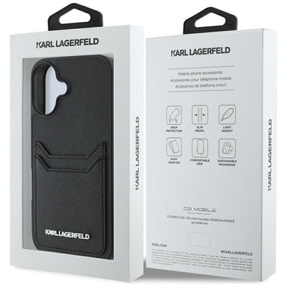 Etui til Apple iPhone 16, Karl Lagerfeld, Grained Cardslots, Sort