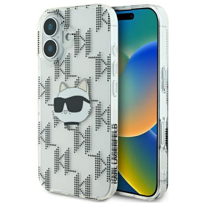 Cover til Apple iPhone 16, Karl Lagerfeld, IML Luxury Electroplated Choupette's Head, Gennemsigtig