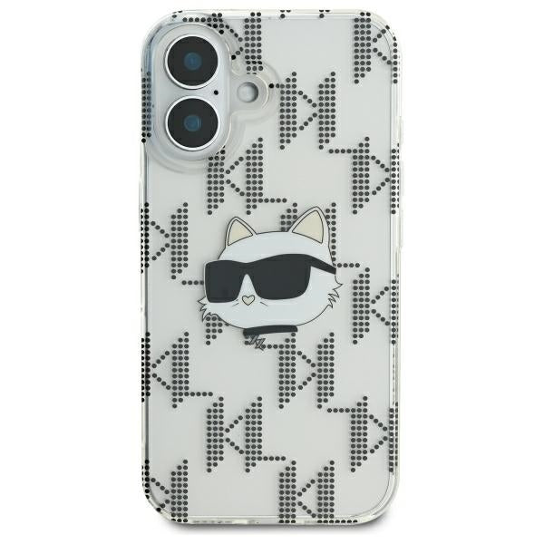 Cover til Apple iPhone 16, Karl Lagerfeld, IML Luxury Electroplated Choupette's Head, Gennemsigtig