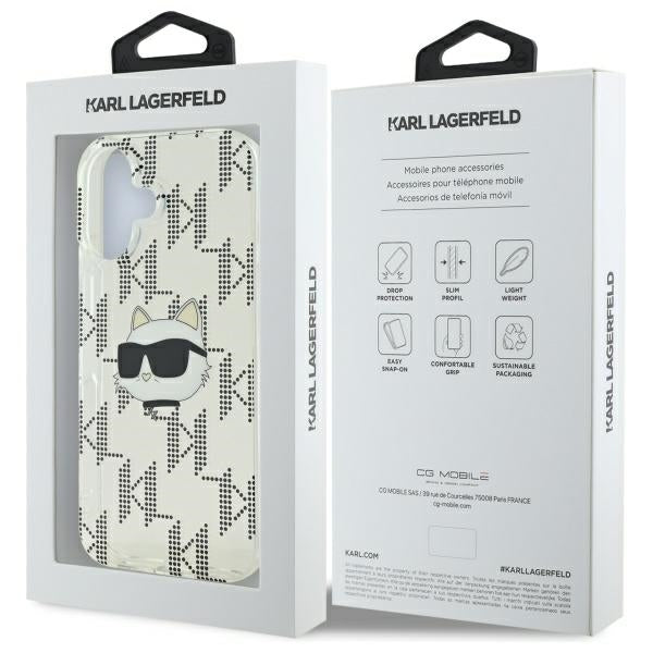 Cover til Apple iPhone 16, Karl Lagerfeld, IML Luxury Electroplated Choupette's Head, Gennemsigtig