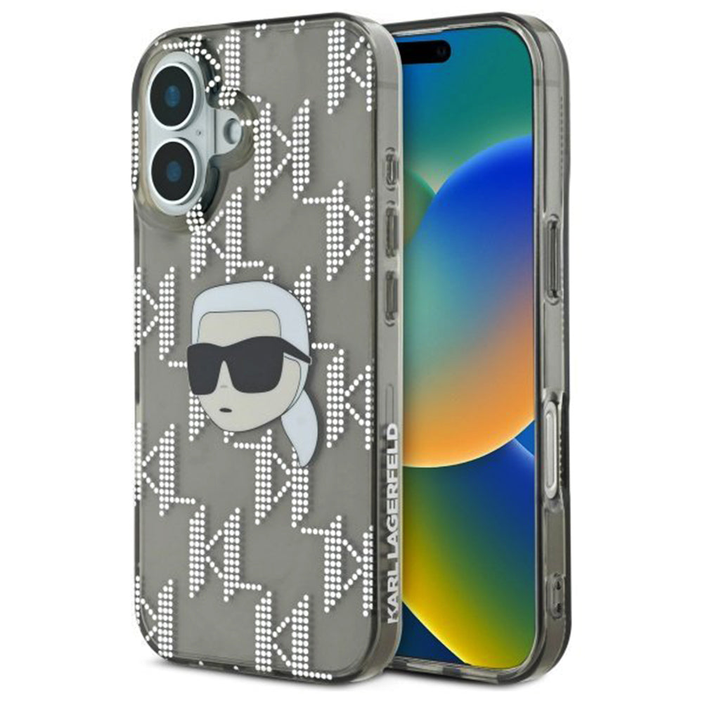 Cover til Apple iPhone 16, Karl Lagerfeld, IML Luxury Electroplated Karl's Head, Sort