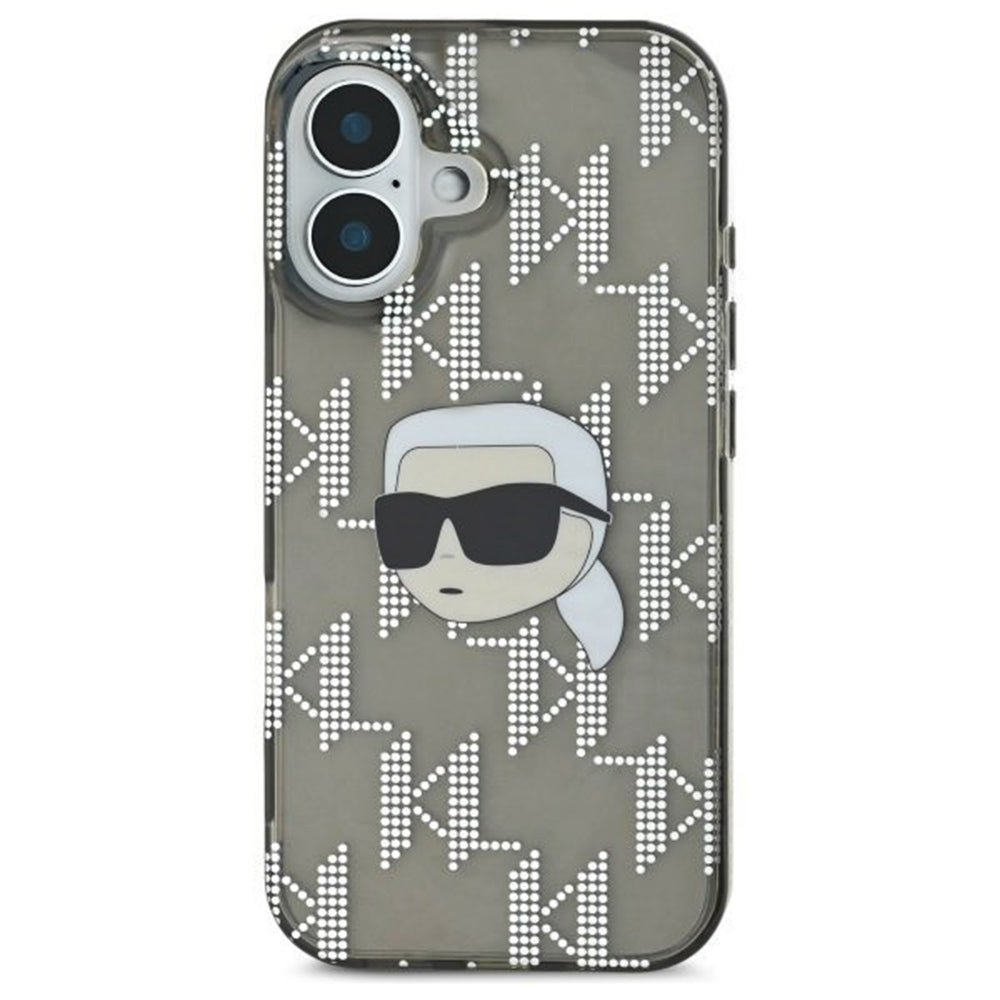 Cover til Apple iPhone 16, Karl Lagerfeld, IML Luxury Electroplated Karl's Head, Sort