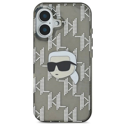 Cover til Apple iPhone 16, Karl Lagerfeld, IML Luxury Electroplated Karl's Head, Sort