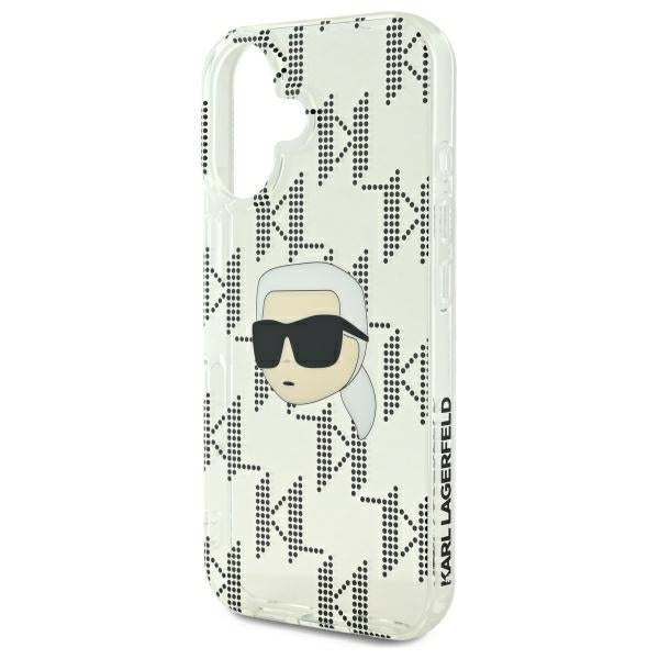 Cover til Apple iPhone 16, Karl Lagerfeld, IML Luxury Electroplated Karl's Head, Transparent