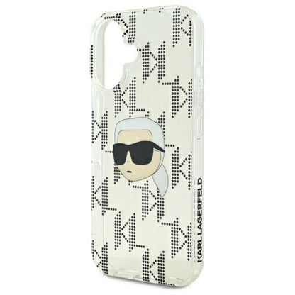 Cover til Apple iPhone 16, Karl Lagerfeld, IML Luxury Electroplated Karl's Head, Transparent