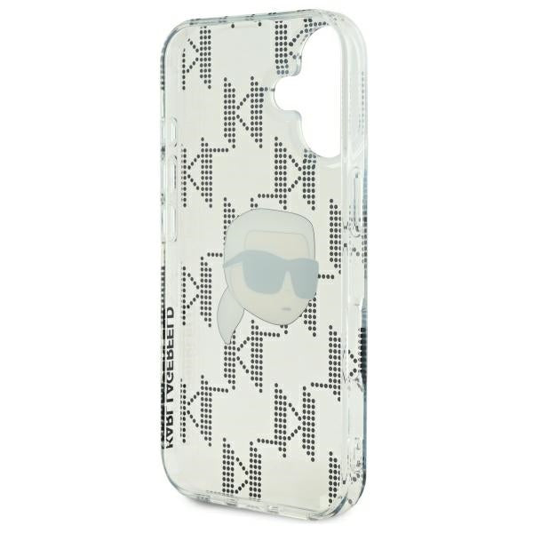 Cover til Apple iPhone 16, Karl Lagerfeld, IML Luxury Electroplated Karl's Head, Transparent