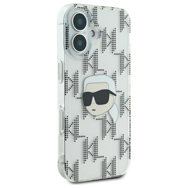 Cover til Apple iPhone 16, Karl Lagerfeld, IML Luxury Electroplated Karl's Head, Transparent