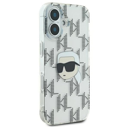 Cover til Apple iPhone 16, Karl Lagerfeld, IML Luxury Electroplated Karl's Head, Transparent