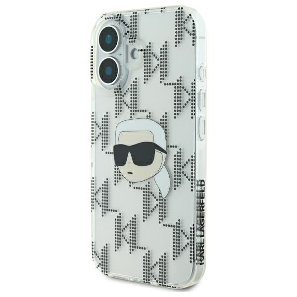 Cover til Apple iPhone 16, Karl Lagerfeld, IML Luxury Electroplated Karl's Head, Transparent