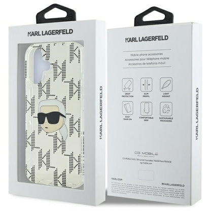 Cover til Apple iPhone 16, Karl Lagerfeld, IML Luxury Electroplated Karl's Head, Transparent