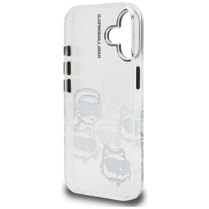 Case for Apple iPhone 16, Karl Lagerfeld, IML Luxury Multi Head Pattern, Transparent