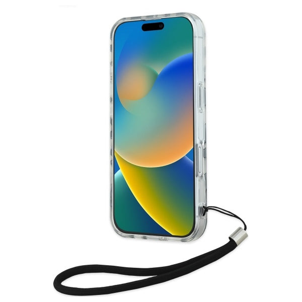 Etui til Apple iPhone 16, Karl Lagerfeld, IML Luxury Zebra Mønster med Strop, Sort