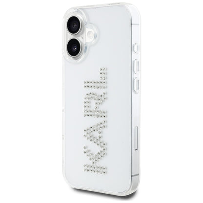 Etui til Apple iPhone 16, Karl Lagerfeld, IML Rhinestones Transparent Logo, Gennemsigtig