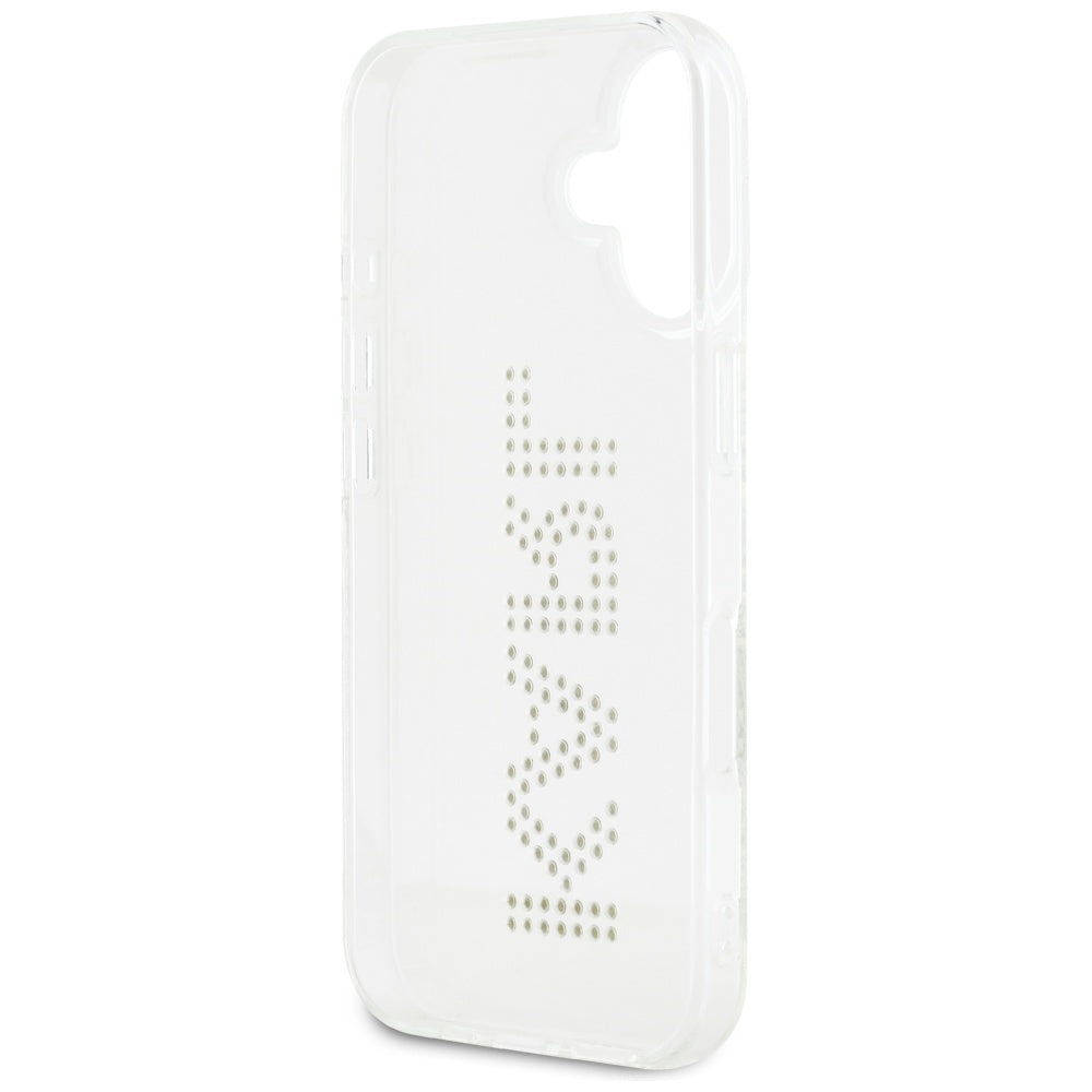 Etui til Apple iPhone 16, Karl Lagerfeld, IML Rhinestones Transparent Logo, Gennemsigtig