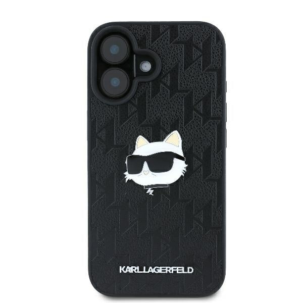 Etui til Apple iPhone 16, Karl Lagerfeld, Monogram Choupette's Head, Sort
