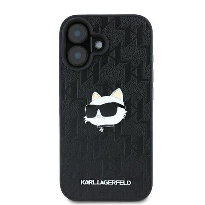 Etui til Apple iPhone 16, Karl Lagerfeld, Monogram Choupette's Head, Sort