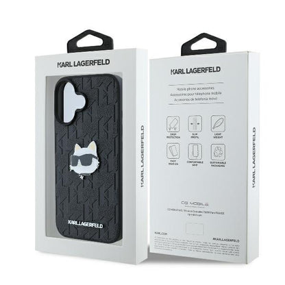 Etui til Apple iPhone 16, Karl Lagerfeld, Monogram Choupette's Head, Sort