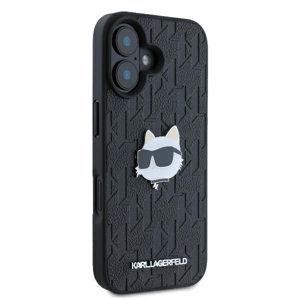 Etui til Apple iPhone 16, Karl Lagerfeld, Monogram Choupette's Head, Sort