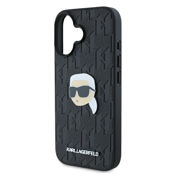 Etui til Apple iPhone 16, Karl Lagerfeld, Monogram Karl's Head, Sort