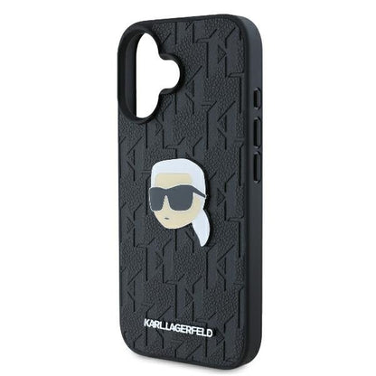 Etui til Apple iPhone 16, Karl Lagerfeld, Monogram Karl's Head, Sort