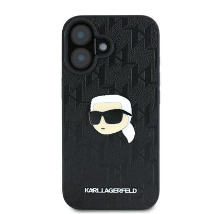 Etui til Apple iPhone 16, Karl Lagerfeld, Monogram Karl's Head, Sort