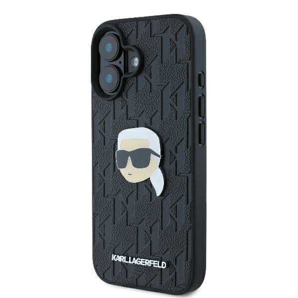 Etui til Apple iPhone 16, Karl Lagerfeld, Monogram Karl's Head, Sort