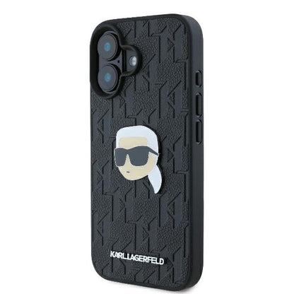 Etui til Apple iPhone 16, Karl Lagerfeld, Monogram Karl's Head, Sort