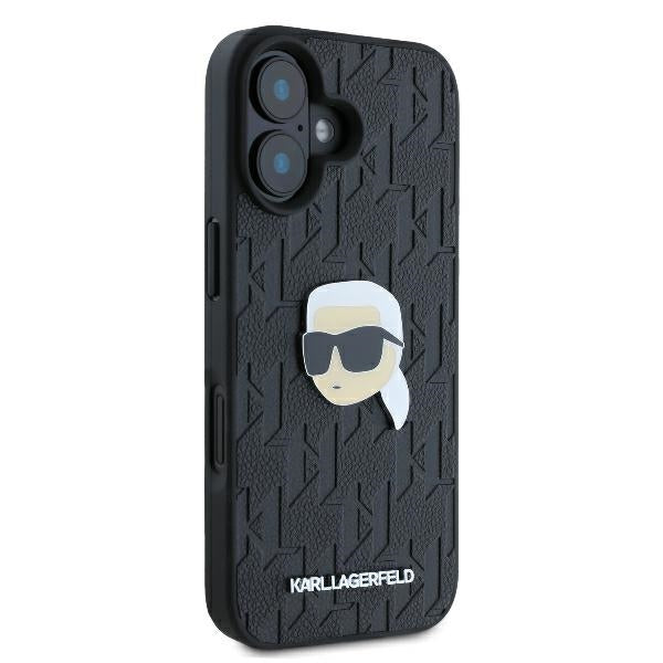 Etui til Apple iPhone 16, Karl Lagerfeld, Monogram Karl's Head, Sort