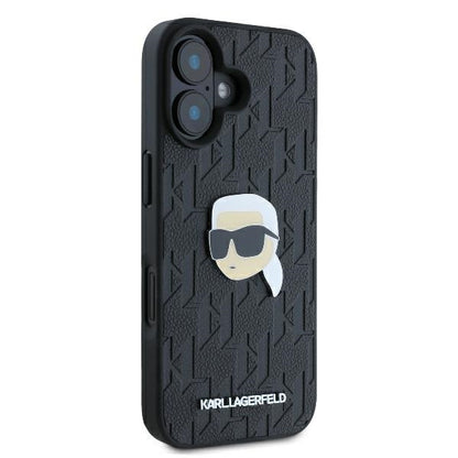 Etui til Apple iPhone 16, Karl Lagerfeld, Monogram Karl's Head, Sort