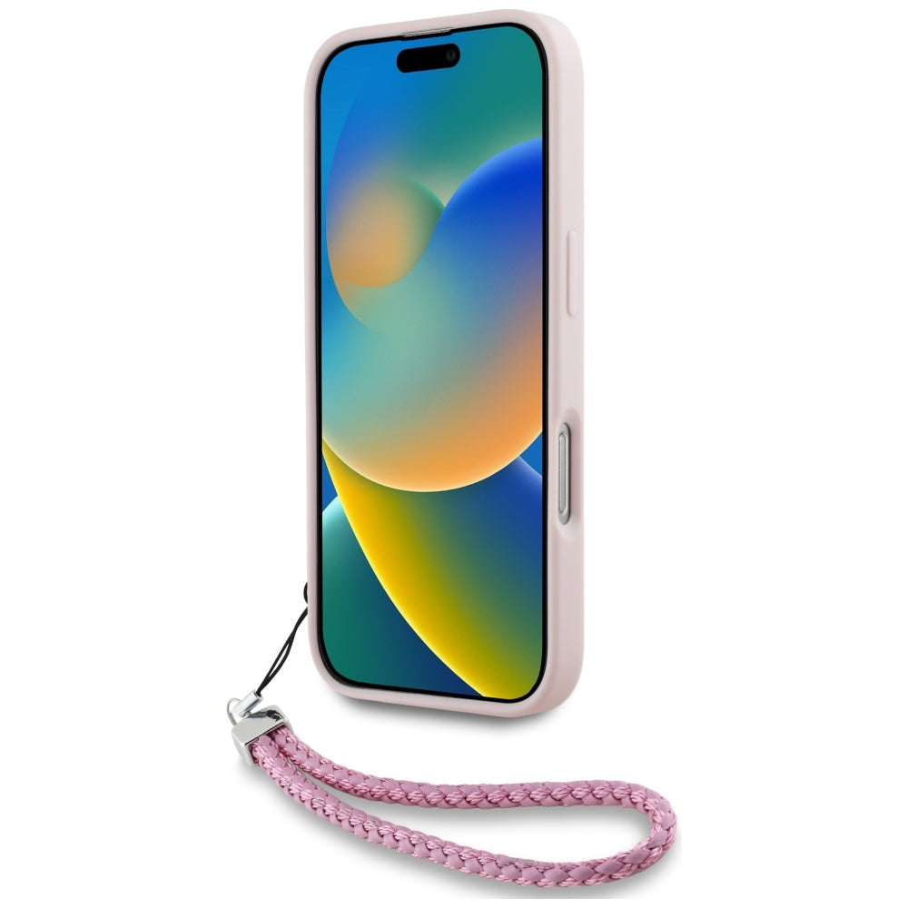 Etui til Apple iPhone 16, Karl Lagerfeld, Quilted Initial Logo & Chain Strap, Pink