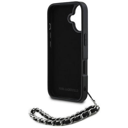 Etui til Apple iPhone 16, Karl Lagerfeld, Saffiano Crystals & Charm, Sort