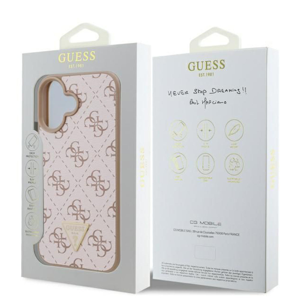 Etui til Apple iPhone 16 Plus, Guess, 4G Triangle Logo, Hvid