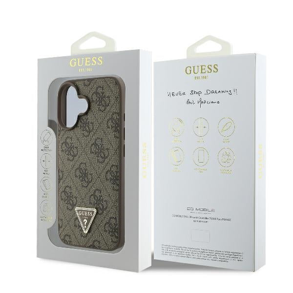 Etui til Apple iPhone 16 Plus, Guess, 4G Triangle Strass, Brun