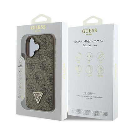 Etui til Apple iPhone 16 Plus, Guess, 4G Triangle Strass, Brun