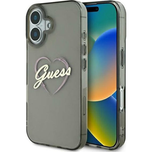 Etui til Apple iPhone 16 Plus, Guess, IML Heart, Sort