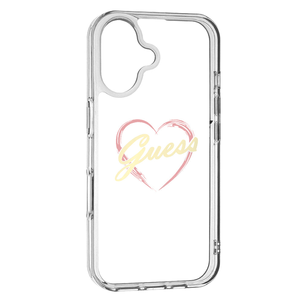 Etui til Apple iPhone 16 Plus, Guess, IML Heart, Gennemsigtig