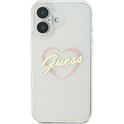 Etui til Apple iPhone 16 Plus, Guess, IML Heart, Gennemsigtig