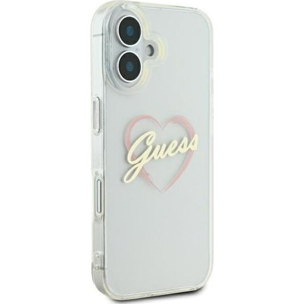 Etui til Apple iPhone 16 Plus, Guess, IML Heart, Gennemsigtig