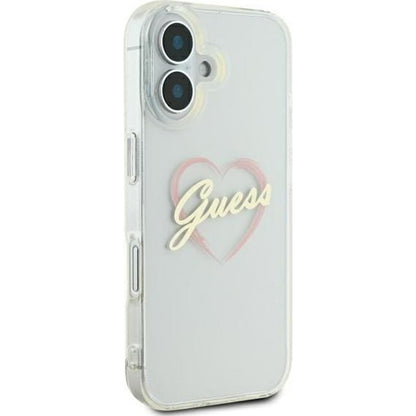 Etui til Apple iPhone 16 Plus, Guess, IML Heart, Gennemsigtig