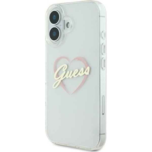 Etui til Apple iPhone 16 Plus, Guess, IML Heart, Gennemsigtig