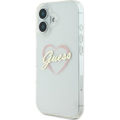 Etui til Apple iPhone 16 Plus, Guess, IML Heart, Gennemsigtig