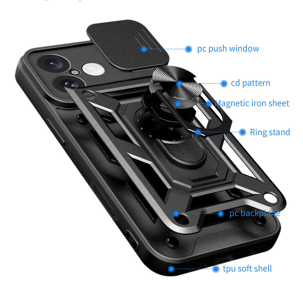 Cover til Apple iPhone 16 Plus, Techsuit, CamShield, Sort