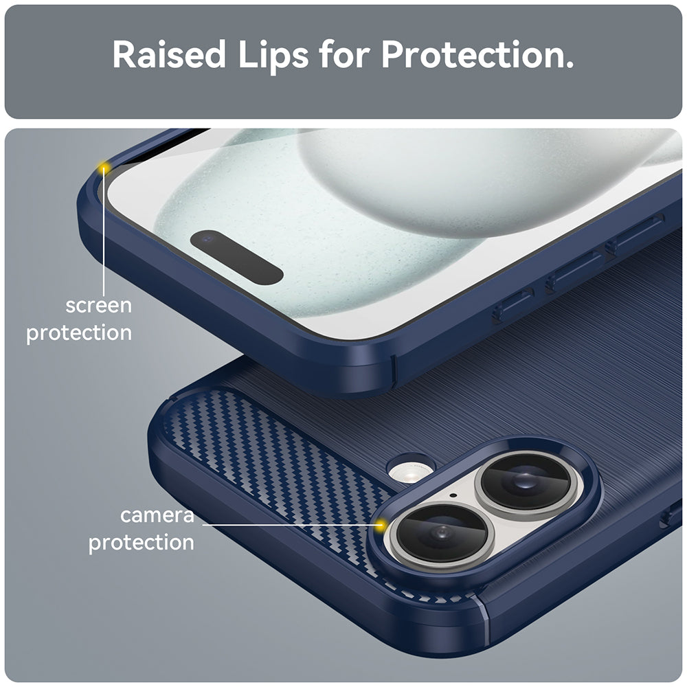 Cover til Apple iPhone 16 Plus, Techsuit, Carbon, Blå