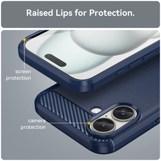 Cover til Apple iPhone 16 Plus, Techsuit, Carbon, Blå
