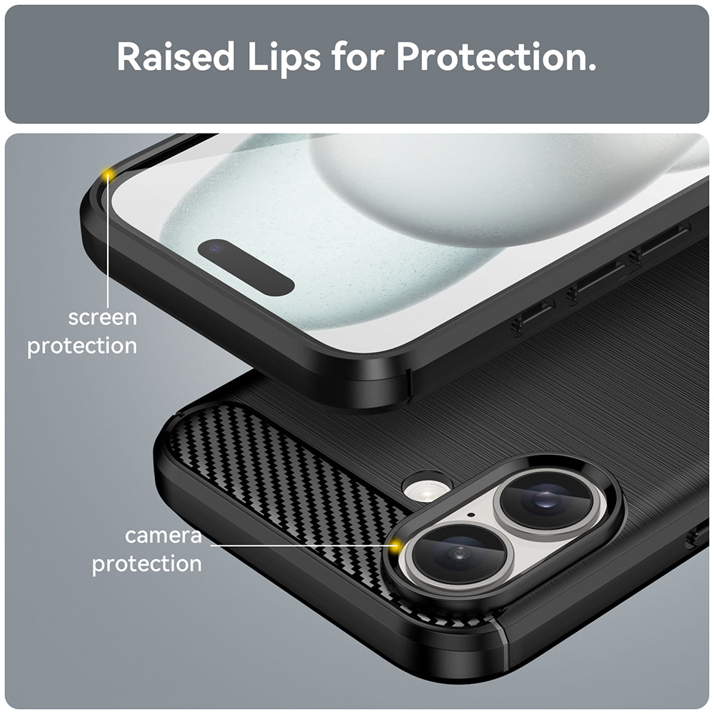 Cover til Apple iPhone 16 Plus, Techsuit, Carbon, Sort