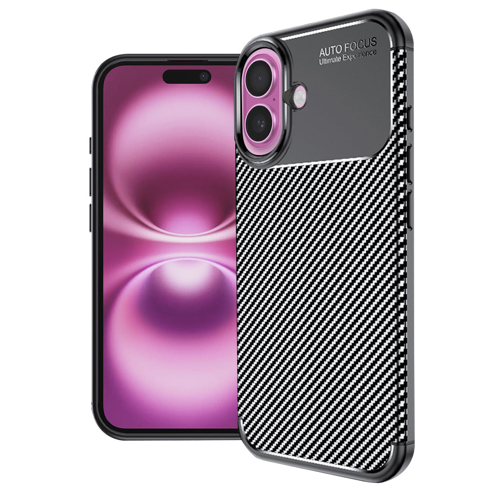 Cover til Apple iPhone 16 Plus, Techsuit, CarbonFiber, Sort