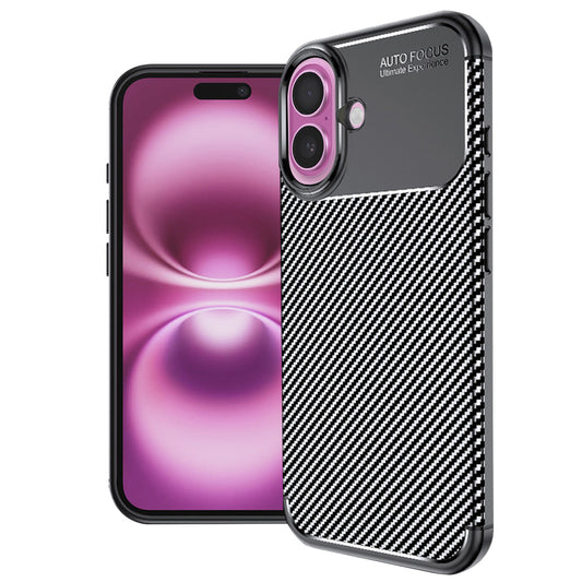 Cover til Apple iPhone 16 Plus, Techsuit, CarbonFiber, Sort