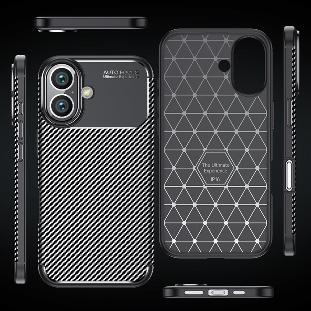 Cover til Apple iPhone 16 Plus, Techsuit, CarbonFiber, Sort
